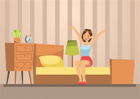 Premium Vector Happy Young Women Wake Up In The Morning