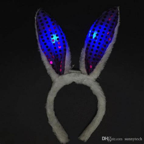 Led Light Luminous Sequin Rabbit Ears Flashing Bunny Ears Headdress