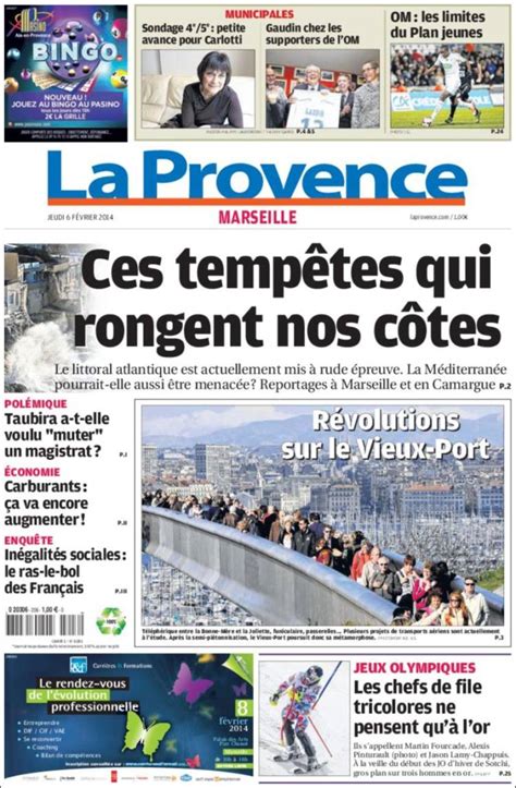 Journal La Provence (France). Les Unes des journaux de France. Édition