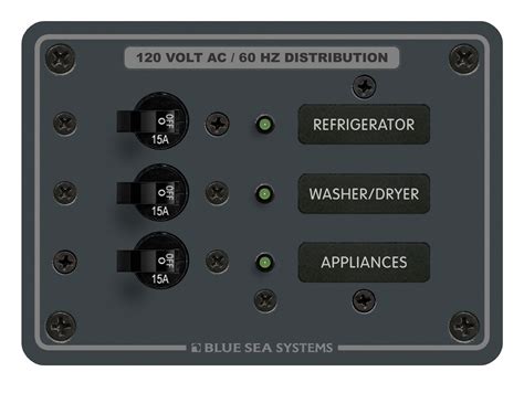 Panel 120vac 3 Circuit Breaker Bl Blue Sea Systems