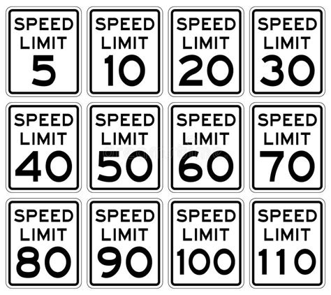 Speed Limit Sign Set Stock Vector Illustration Of Indication 174039856