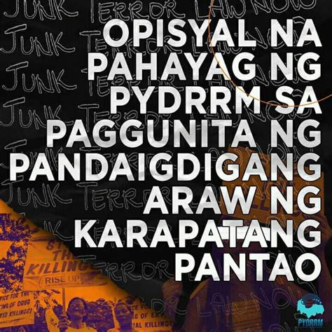 Opisyal Na Pahayag Ng Pydrrm Sa Paggunita Ng Pandaigdigang Araw Ng