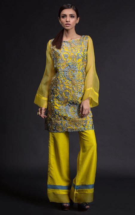 Stylish Pakistani Designers Dresses With Bell Bottom Pantstrousers