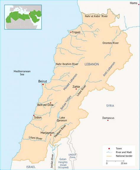 Libanon Karte Landkarte Libanon Ubersichtskarte Regionen Weltkarte