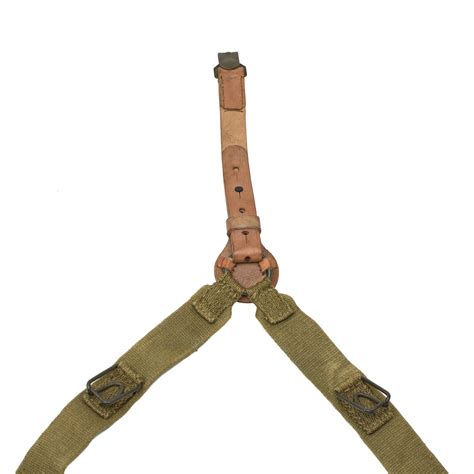 Original Czech Army Y Strap Canvas And Leather Suspenders Harness