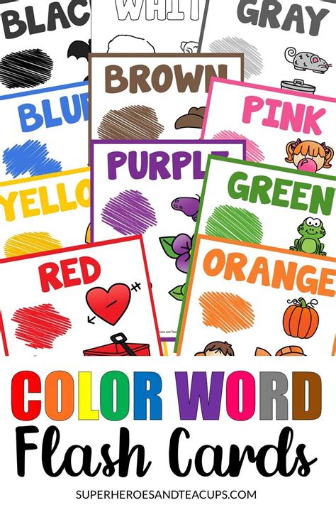 Free Printable Color Words Flash Cards For Eleven Different Colors The