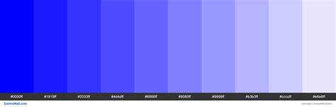 Tints Of Blue 0000ff Hex Color Web Safe Colours Hex Color Palette