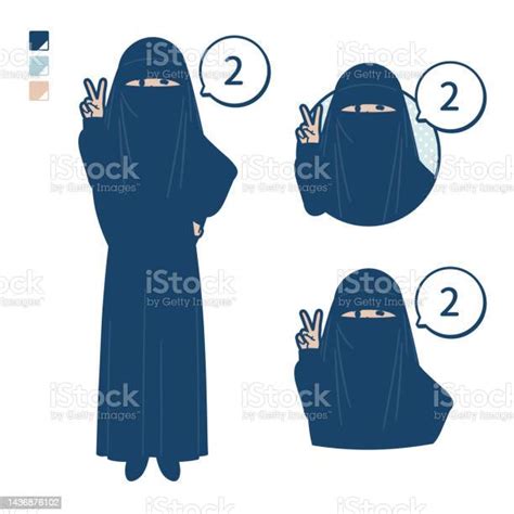 Eine Muslimische Frau Trägt Einen Niqab Mit Counting As 2 Bildern Stock Vektor Art Und Mehr