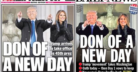 trump inauguration new york s tabloids unite on headline time