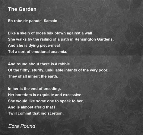 The Garden Poem By Ezra Pound Poem Hunter