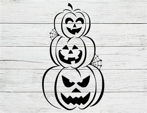Halloween Svg Cut File Pumpkin Stack Instant Download Trick Etsy
