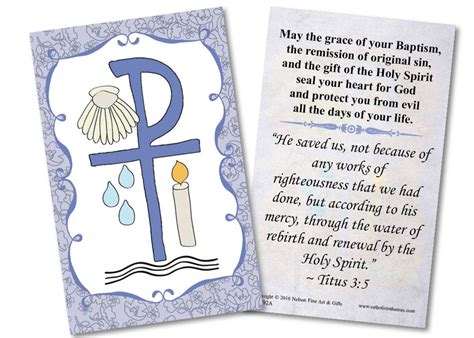Baptismal Symbols Holy Card Catholic To The Max Online Catholic Store
