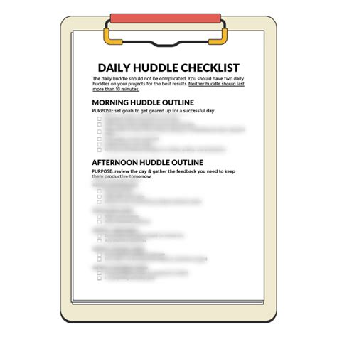 Daily Huddle Checklist Team Engine