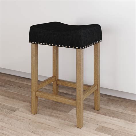 Nathan James Hylie Nailhead Wood Pub Height Counter Bar Stool 24 Dark