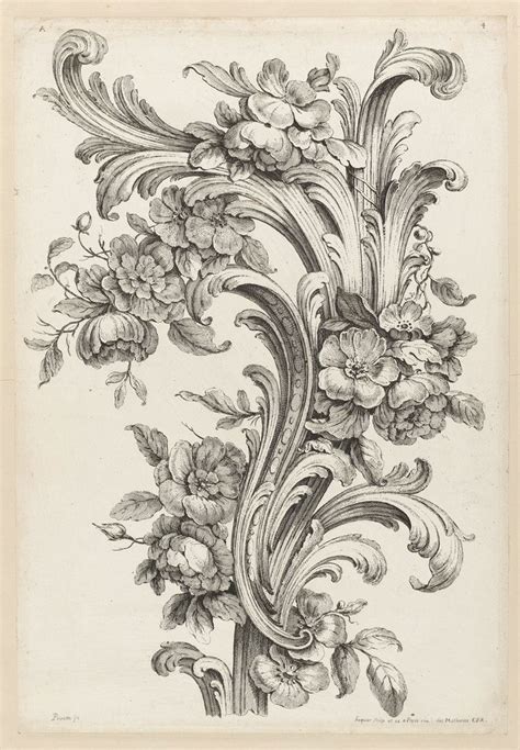 Print Floral And Acanthus Leaf Design 1740 Tatoo Flowers Flower