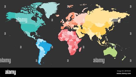 Colorido Mapa Político Del Mundo Dividido En Seis Continentes Mapa