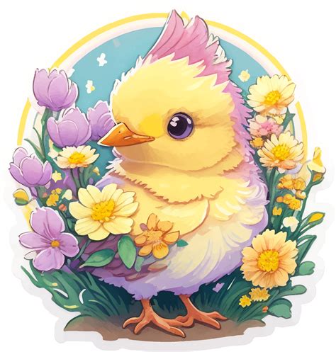 Cute Little Chick Sticker With Ai Generative 24558400 Png