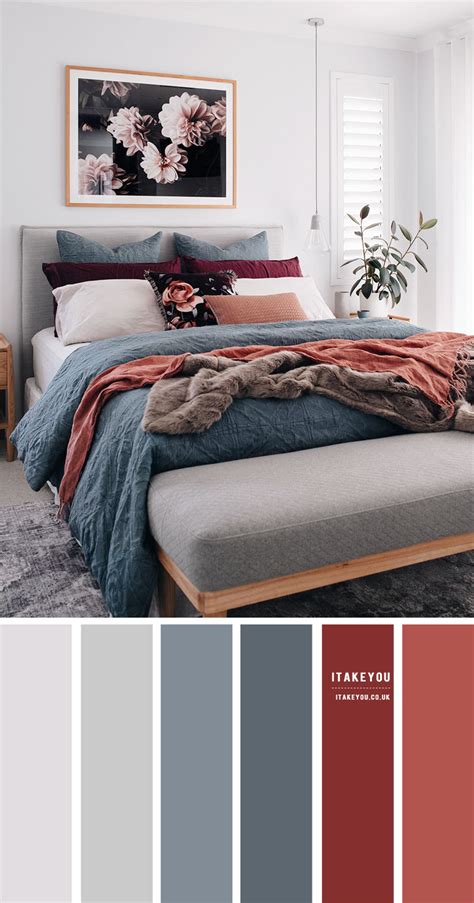 Grey Bedroom With Blue Grey And Terracotta Accents Artofit