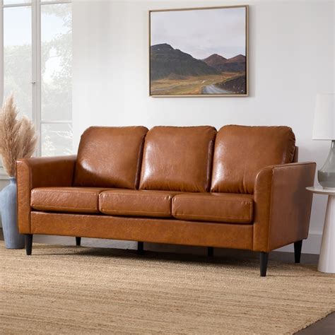 Brookside Clara 7283 In Modern Camel Faux Leather 3 Seater Sofa In The