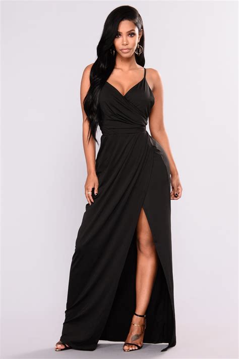 Rivka High Slit Dress Black Fashion Nova Dresses Fashion Nova