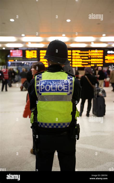 British Transport Police Officer At Kings Cross Rail Station London