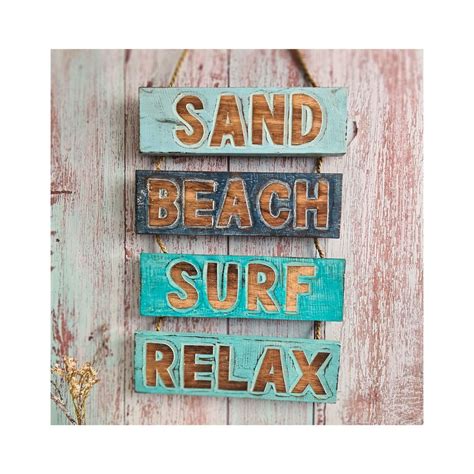 Large Beach Sign Sand Beach Surf Relax Wooden Block Hanging Etsy