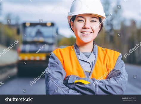 Female Worker Road Construction Stock Photo Edit Now 724776373