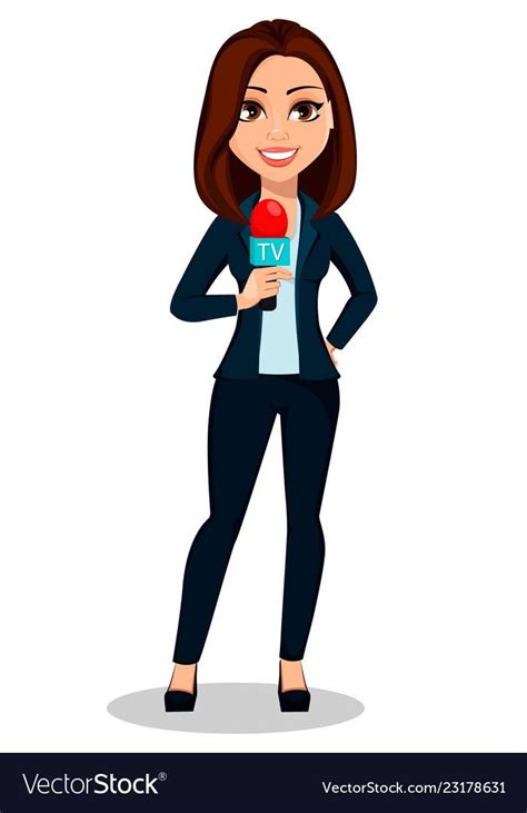 Journalist Woman Beautiful Lady Reporter Vector Image Periodismo