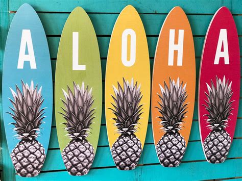 Aloha Large Surfboard Set Beach Tropical Pineapple Etsy