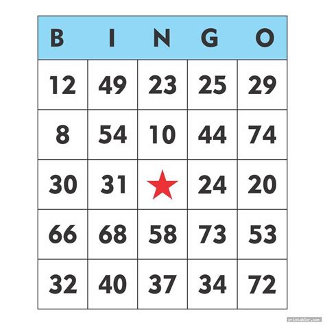 Printable Bingo Numbers 1 75 Giant Print Bingo Card Blue 30 Spring