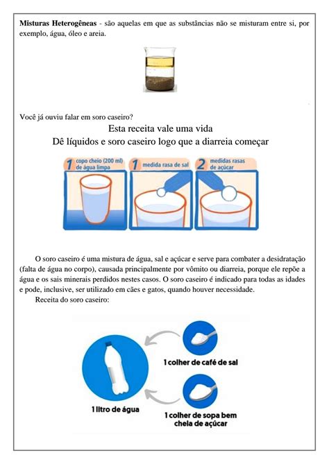 Atividades Sobre Misturas Homogêneas E Heterogêneas 4o Ano Com Gabarito