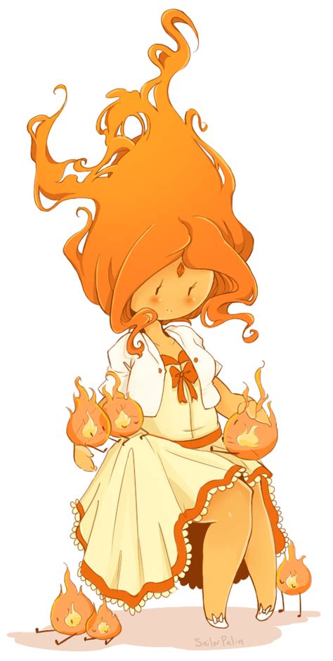 Flambo Flame Princess Adventure Time 1girl Blush Dress Fire Flaming Hair Forehead Jewel