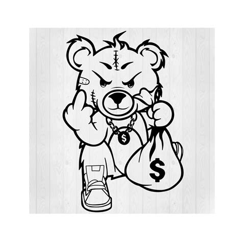 Gangster Bear Svg Teddy Bear Svg Bear Svg Gangster Svg Money Bag