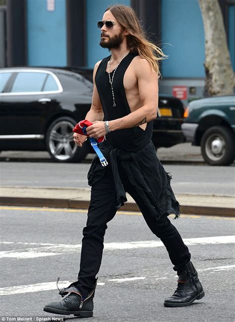 Jared Leto Shows Off Biceps And Chest In Tank Top With Cut Out Sides