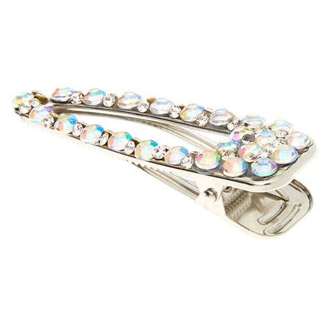 Silver Iridescent Bling Jumbo Hair Clip Claires Us