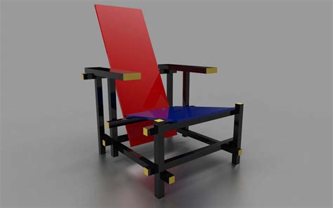 Red And Blue Chair By Gerrit Thomas Rietveld 3d Model By Ef3design