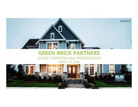 Green Brick Partners Inc 2017 Q4 Results Earnings Call Slides