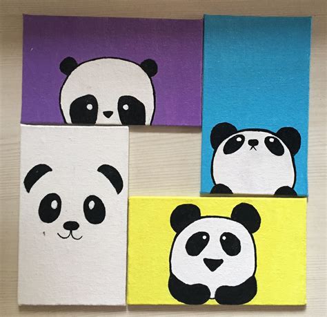 Canvas Easy Acrylic Girly Kids Panda Ideas Animal Painting Go Images S