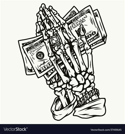 Skeleton Hands Holding Dollar Banknotes Royalty Free Vector