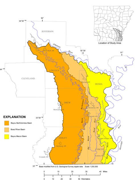 Map Of Southeastern Arkansas Chloride Study Area Us Geological Survey