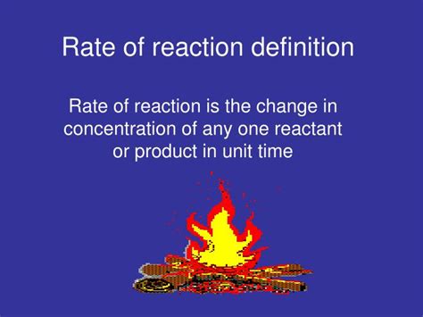 Until we continue with the specific factors that influence the speed of a reaction, let's define some of the general terms and concepts related to the reaction rate. PPT - Rate of reaction definition PowerPoint Presentation ...
