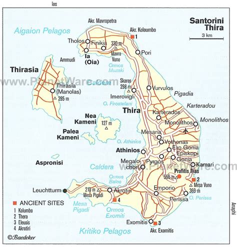 Map Of Santorin Planetware Santorini Graduation Trip Greece Map