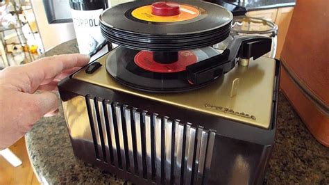 Rca Record Player With Case Playing Stack Of 45 Rpm Records Youtube