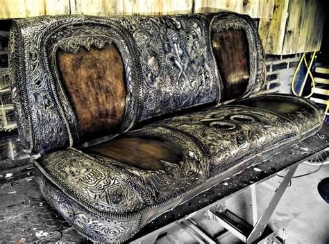 Once the information has been selected, press the 'continue' button to go to the next step. Hand tooled leather custom seat for a show truck. Ori ...