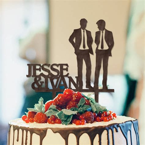 Buy Gay Couple Silhouette Engagement Cake Toppers Marriage Same Sex Cake Toppers Two Men In