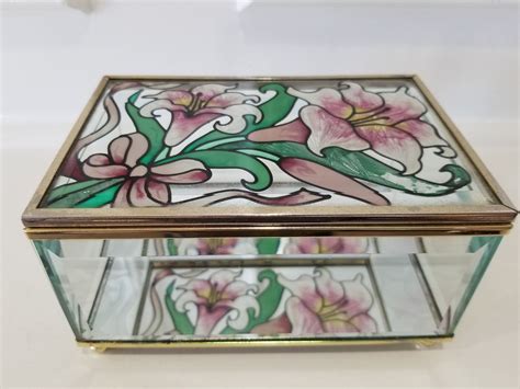 Stained Glass Jewelry Box Beveled Glass Handcrafted By Georgialartscrafts On Etsy Antique