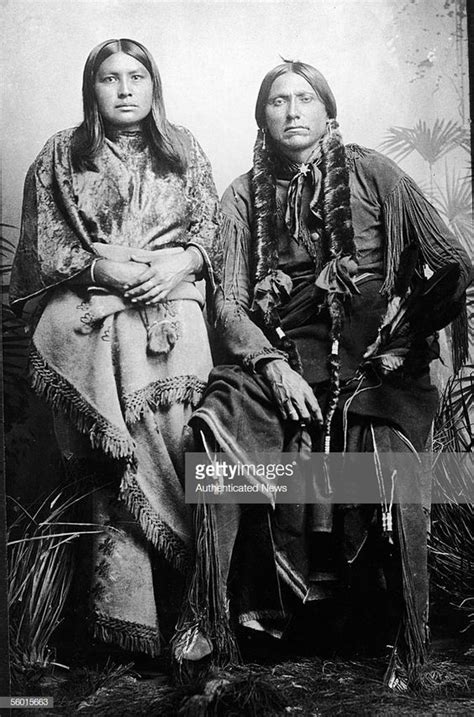 Comanche Chief Quanah Parker With One Of His 8 Wives After He Was Captured In Fort Sil