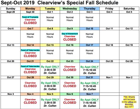 Very Important Special Schedule For The Fall Clearview Chiropractic