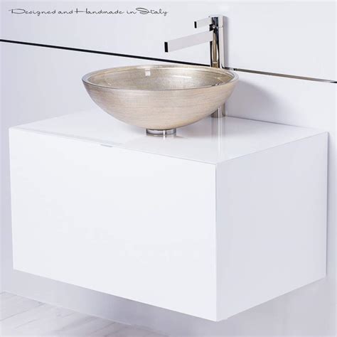 High End 30 Inch White Floating Bathroom Vanity And Vessel