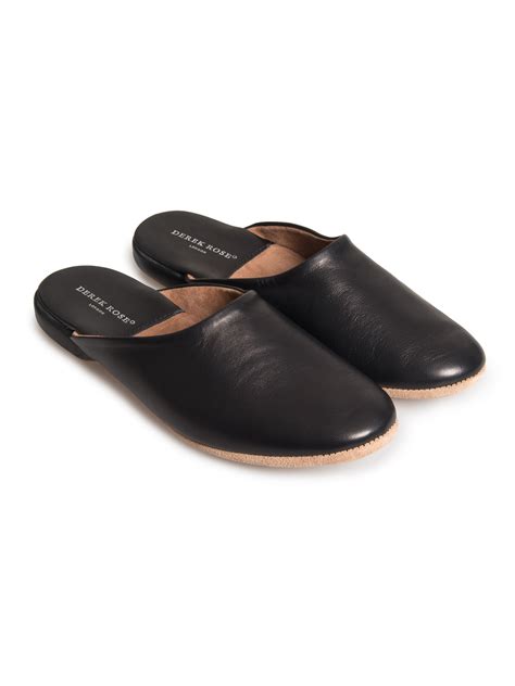 Derek Rose Morgan Open Back Slippers In Black Modesens Leather Slippers For Men Mens